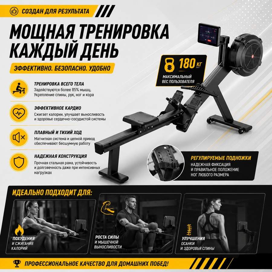 Гребной тренажер Gymmaster RW6002T Гребной тренажер Gymmaster RW6002T