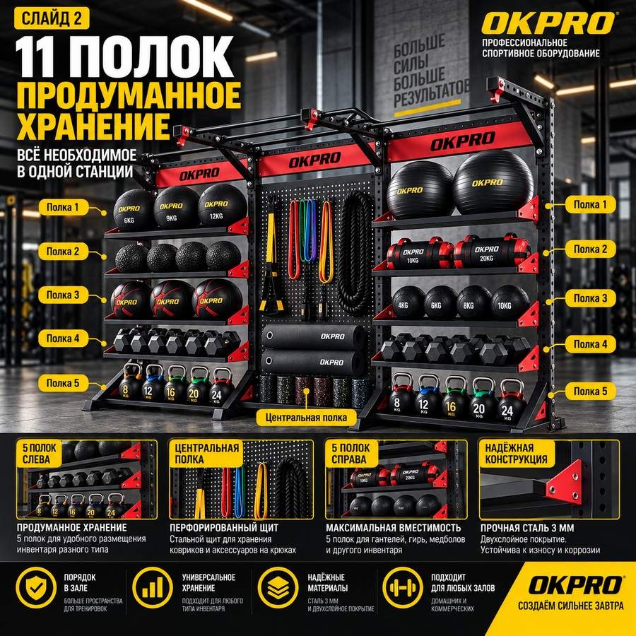 Стойка для хранения спортинвентаря OKPRO OK0080H Стойка для хранения спортинвентаря OKPRO OK0080H